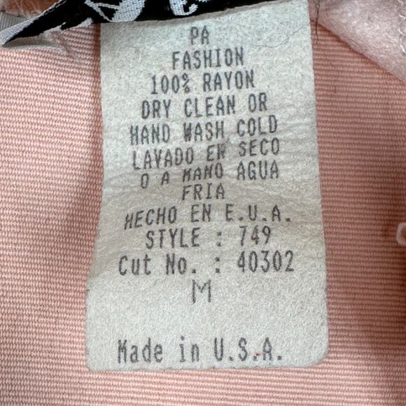 Vintage Blouse Women Medium Blush Pink Lace Ruffle Collar Pearl Button Victorian - Picture 10 of 11